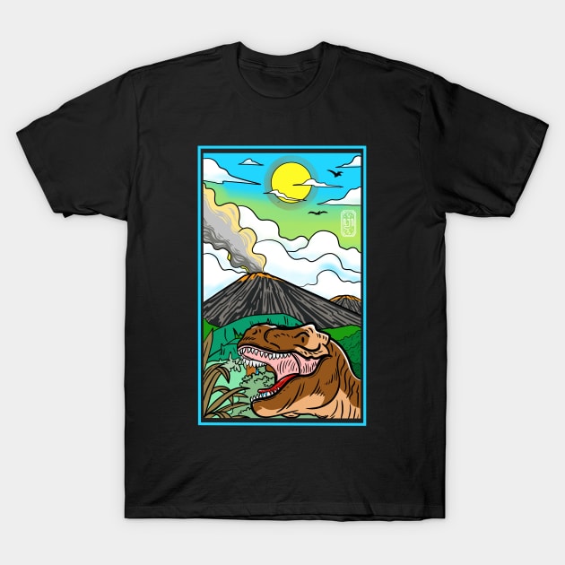 Dinosaur in Bromo T-Shirt by Artthree Studio